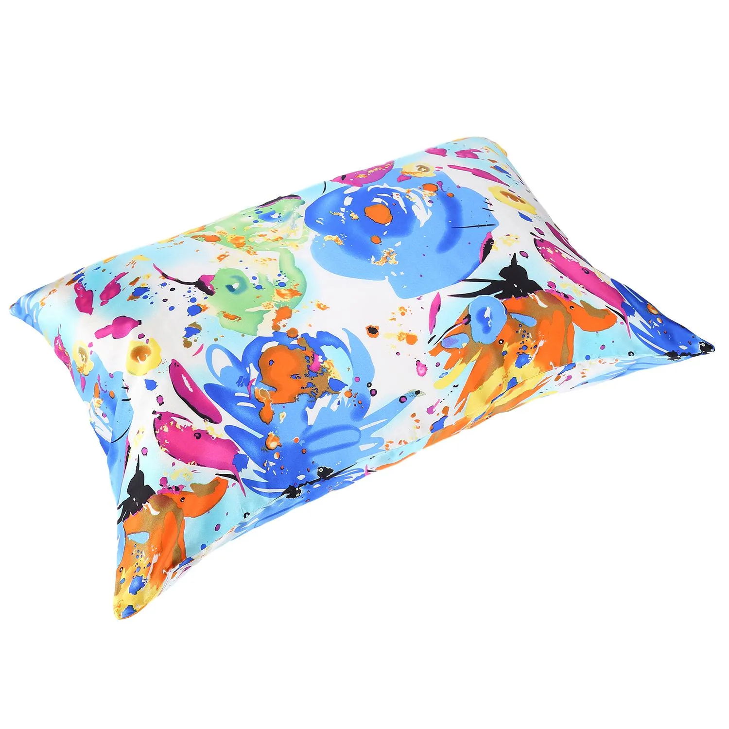 100% Silk Pillowcase Blue Color Floral Print PC26