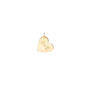 14k Engraved 2 Initials Medium Heart Charm