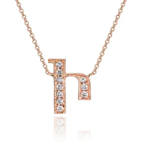 14K Rose Gold Armenian Initial Diamond Necklace