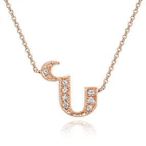 14K Rose Gold Armenian Initial Diamond Necklace