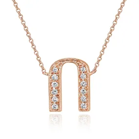 14K Rose Gold Armenian Initial Diamond Necklace