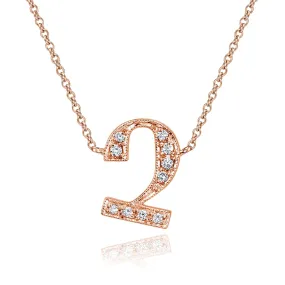 14K Rose Gold Armenian Initial Diamond Necklace