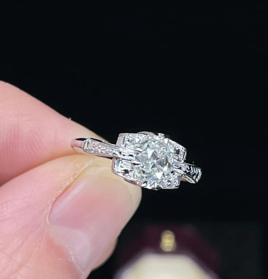 1930s 1.25ct Old Mine Cut Diamond Ring