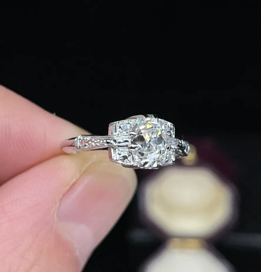 1930s 1.25ct Old Mine Cut Diamond Ring