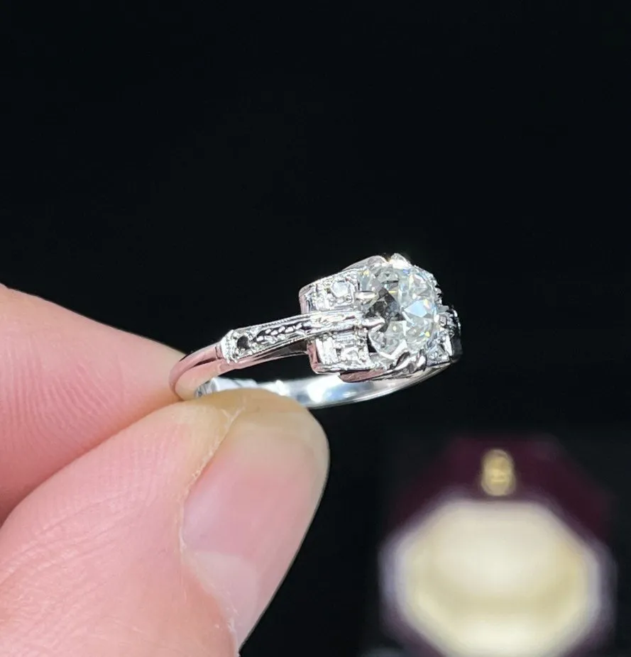 1930s 1.25ct Old Mine Cut Diamond Ring