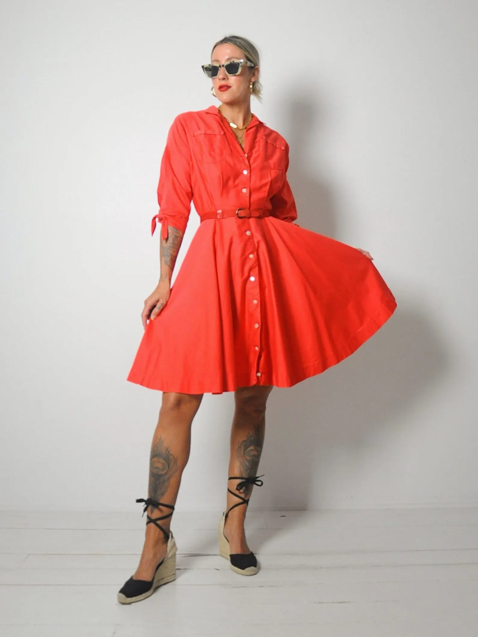 1950's Tomato Shirt Dress