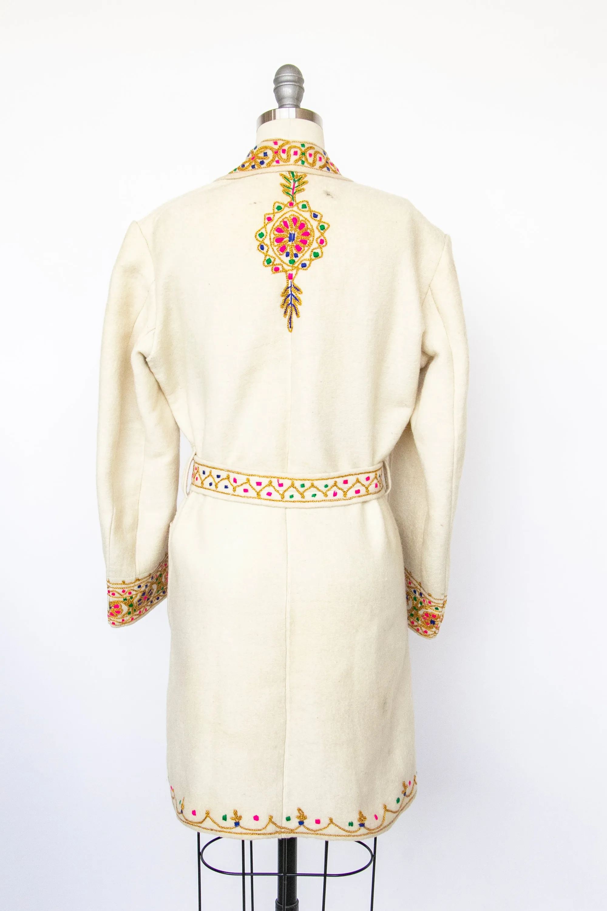 1960s Jacket Embroidered Wool Ethnic Coat M / L