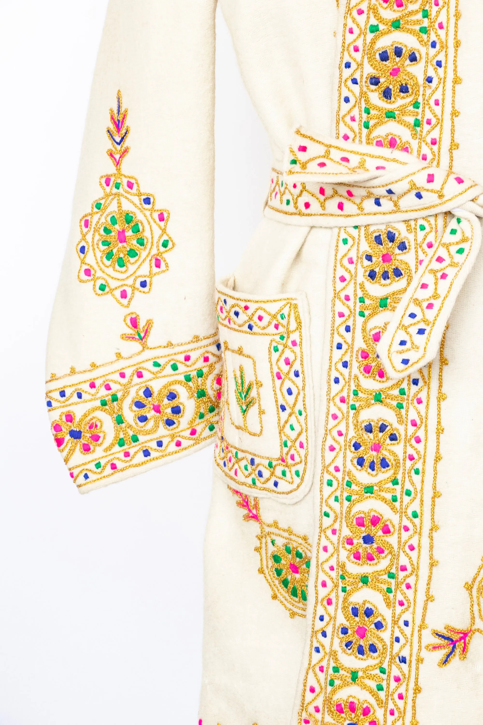 1960s Jacket Embroidered Wool Ethnic Coat M / L