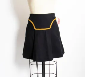 1970s Mini Skirt Wool High Waist Sailor Style XS