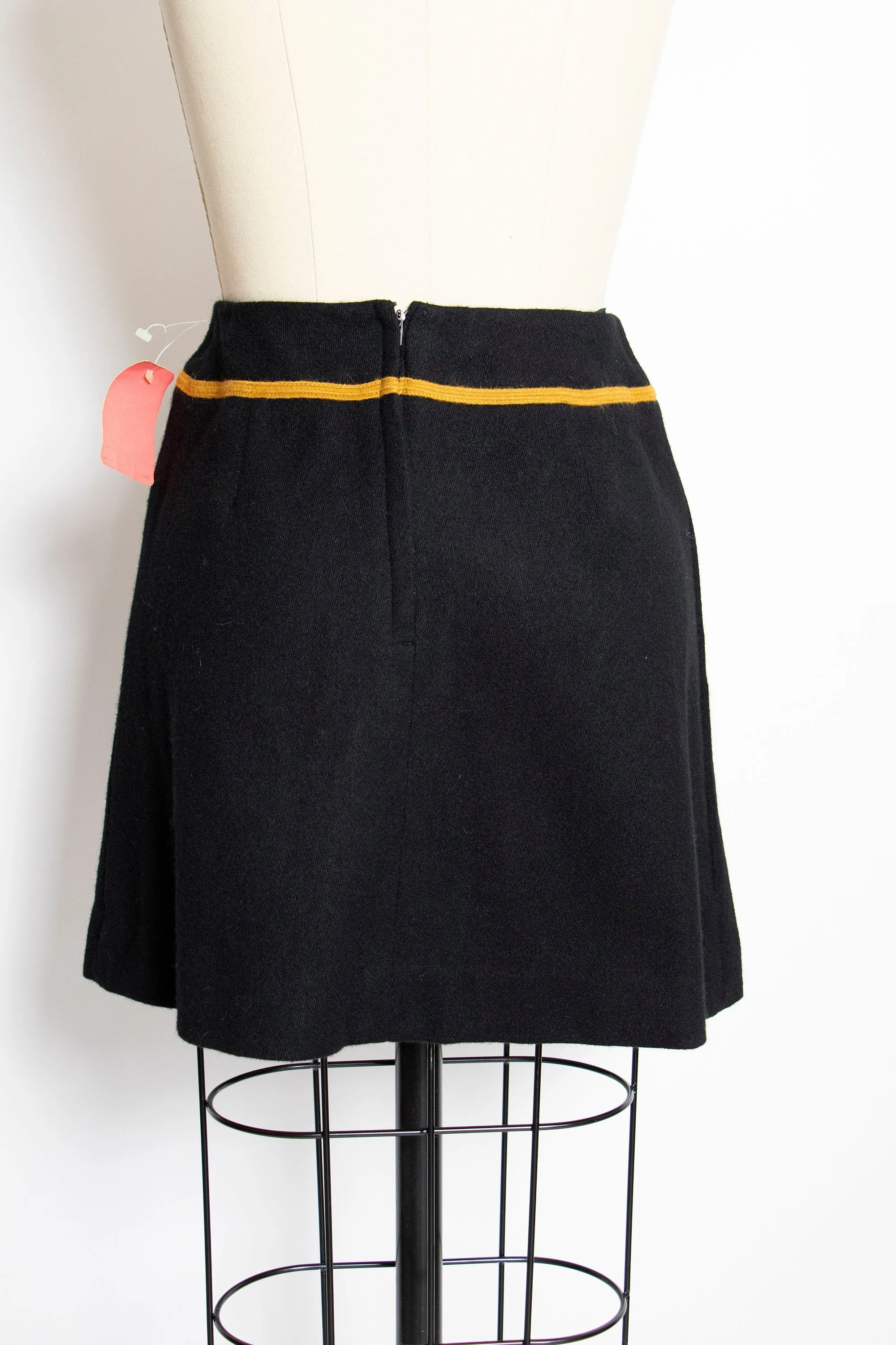 1970s Mini Skirt Wool High Waist Sailor Style XS