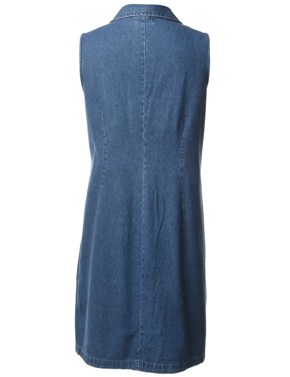 1990s Sleeveless Denim Dress - M