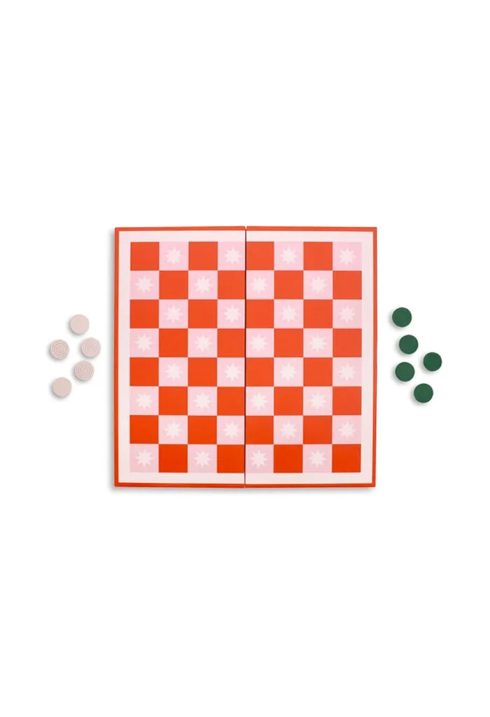 2-in-1 Checkers & Backgammon Board