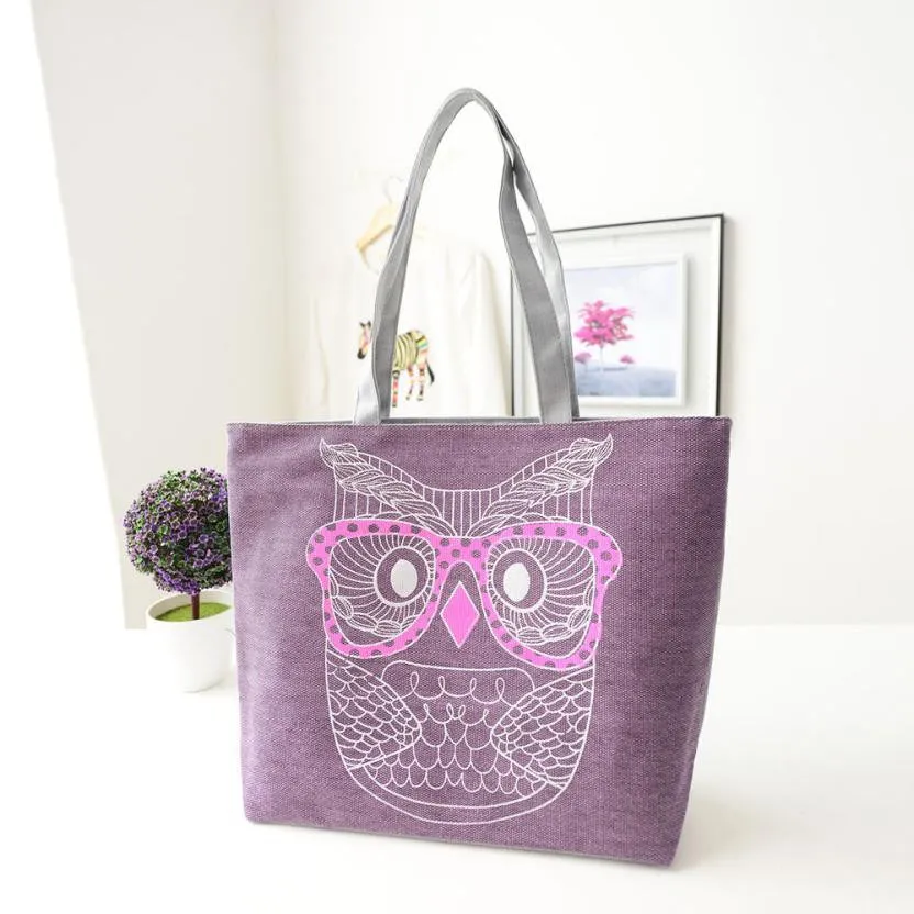 2016 New Design Fashion Lady Owl Shopping Handbag Shoulder Japan Canvas Bag Tote Purse Bags Bolsa