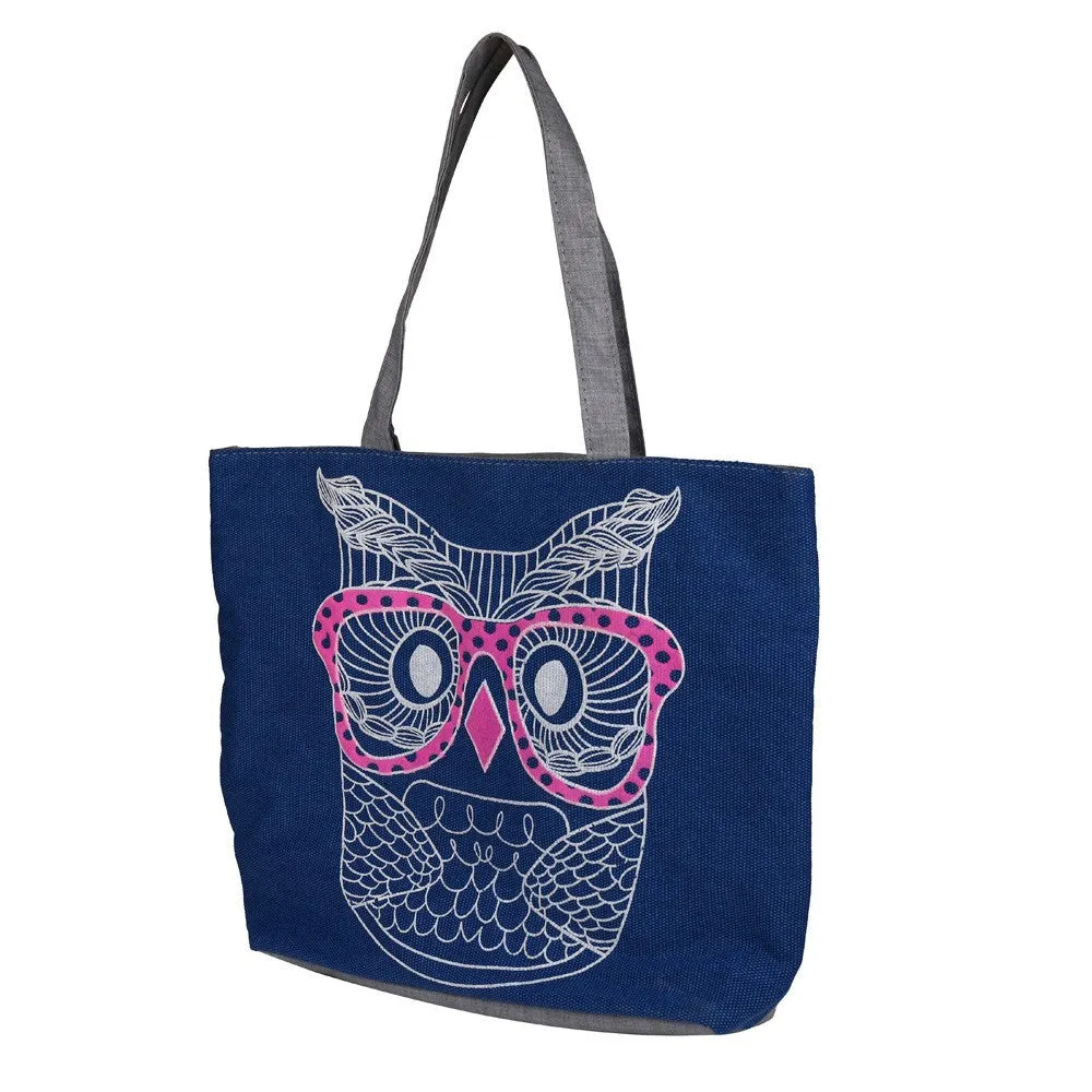 2016 New Design Fashion Lady Owl Shopping Handbag Shoulder Japan Canvas Bag Tote Purse Bags Bolsa