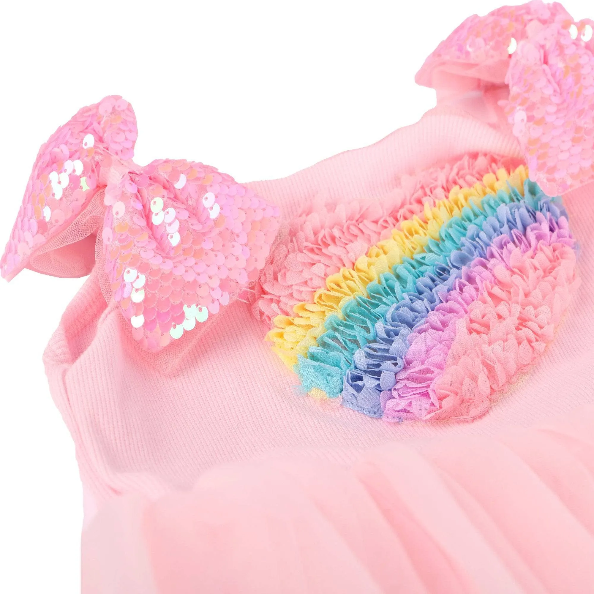 3D Rainbow Heart Tulle Dress