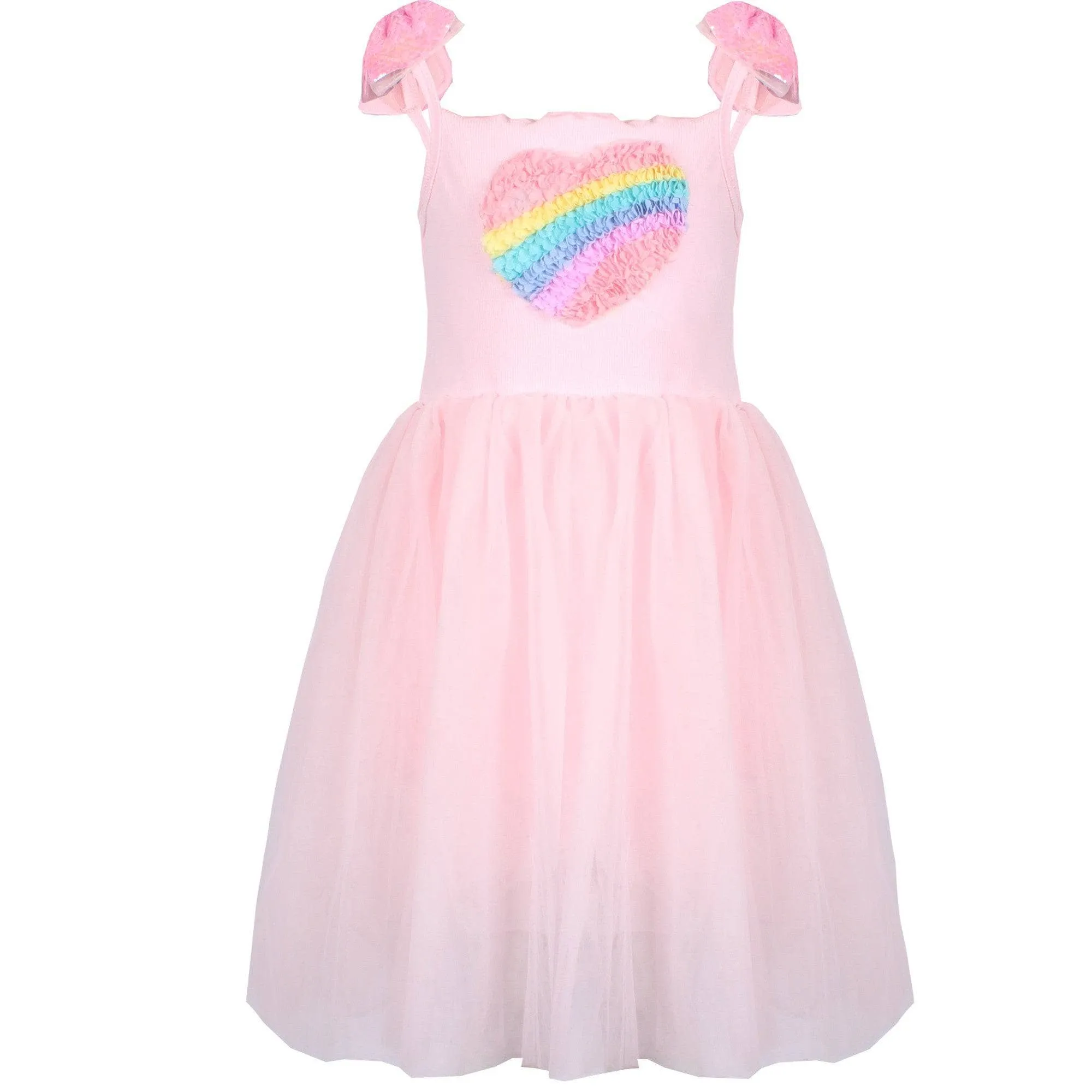 3D Rainbow Heart Tulle Dress