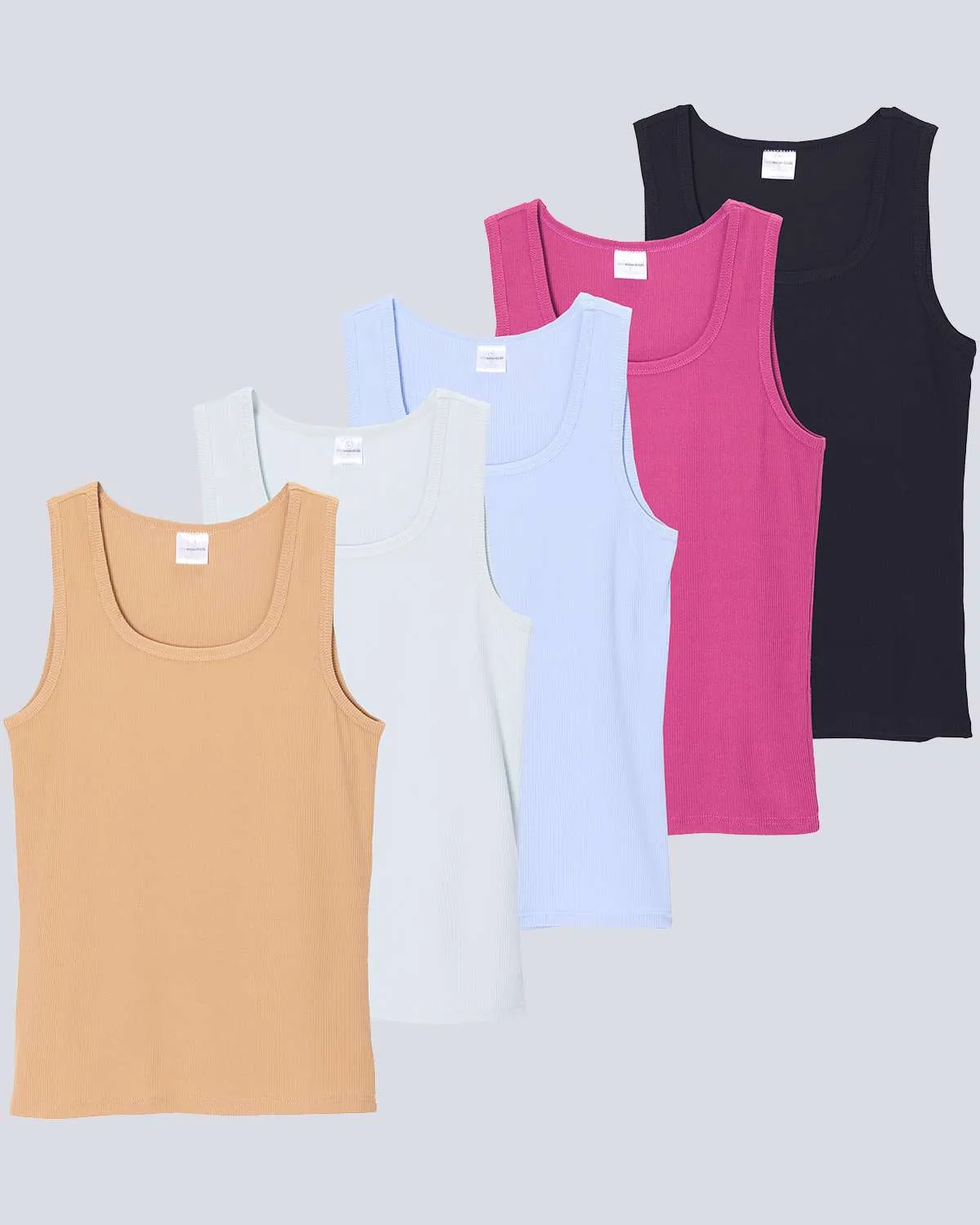 5 Pack: Women's Ribbed Sleeveless Tank Top