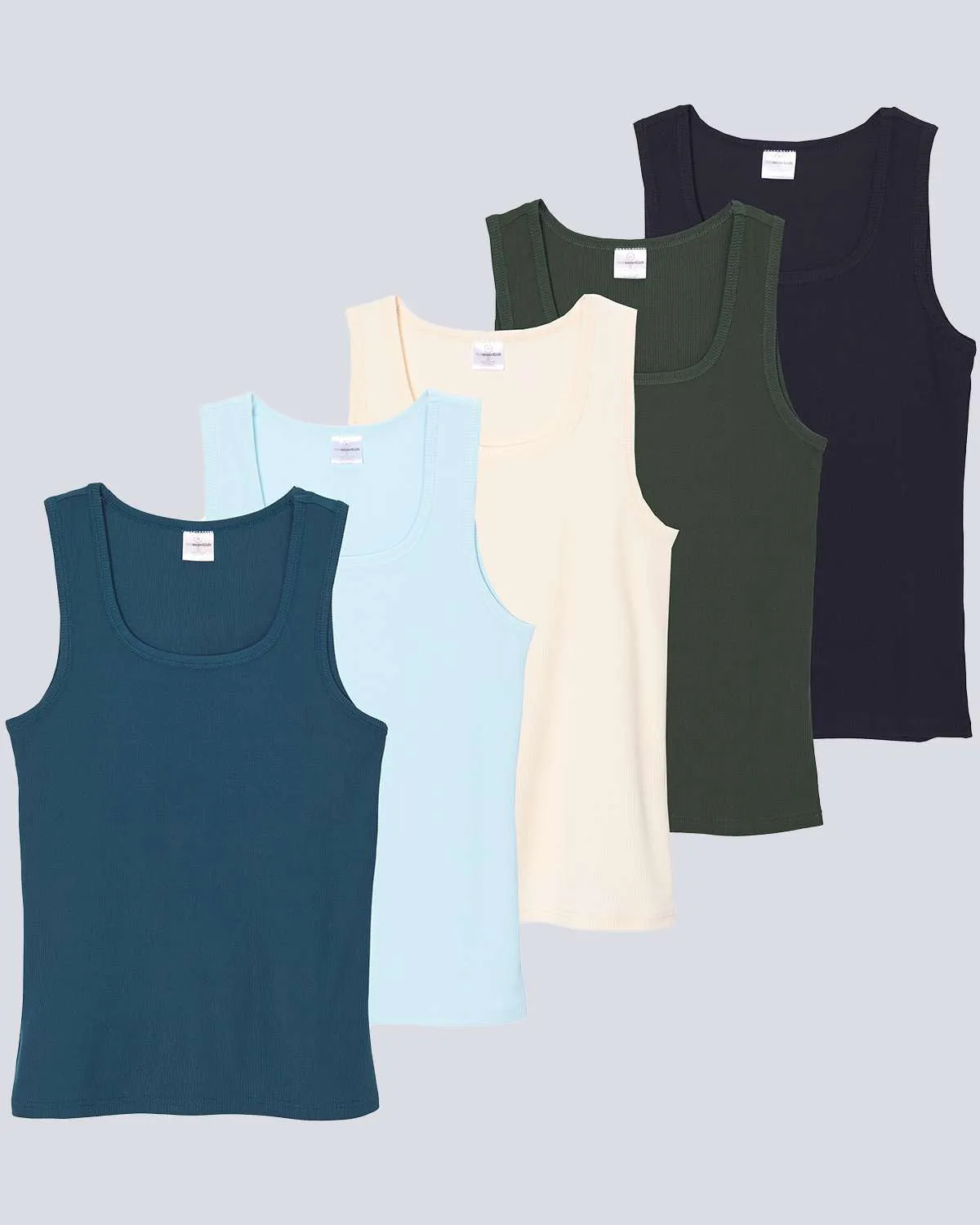 5 Pack: Women's Ribbed Sleeveless Tank Top