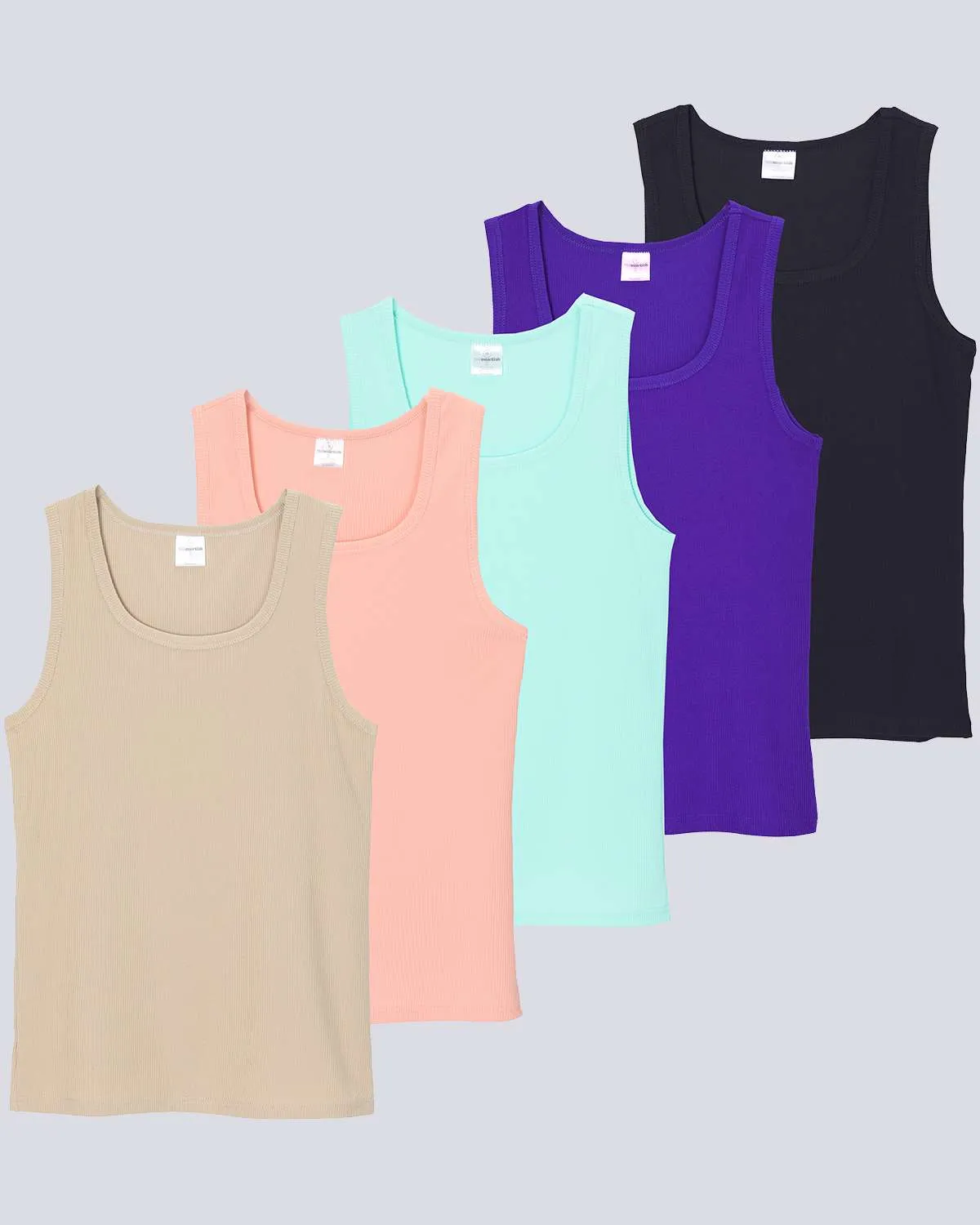 5 Pack: Women's Ribbed Sleeveless Tank Top