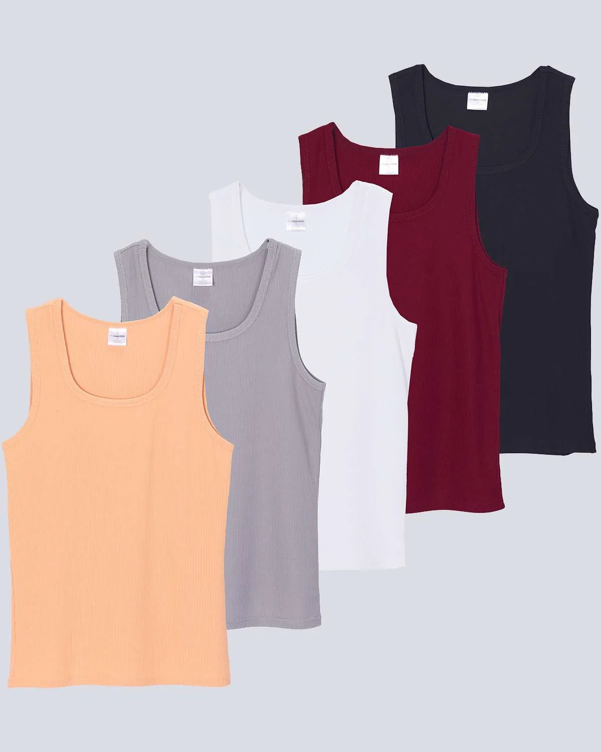 5 Pack: Women's Ribbed Sleeveless Tank Top