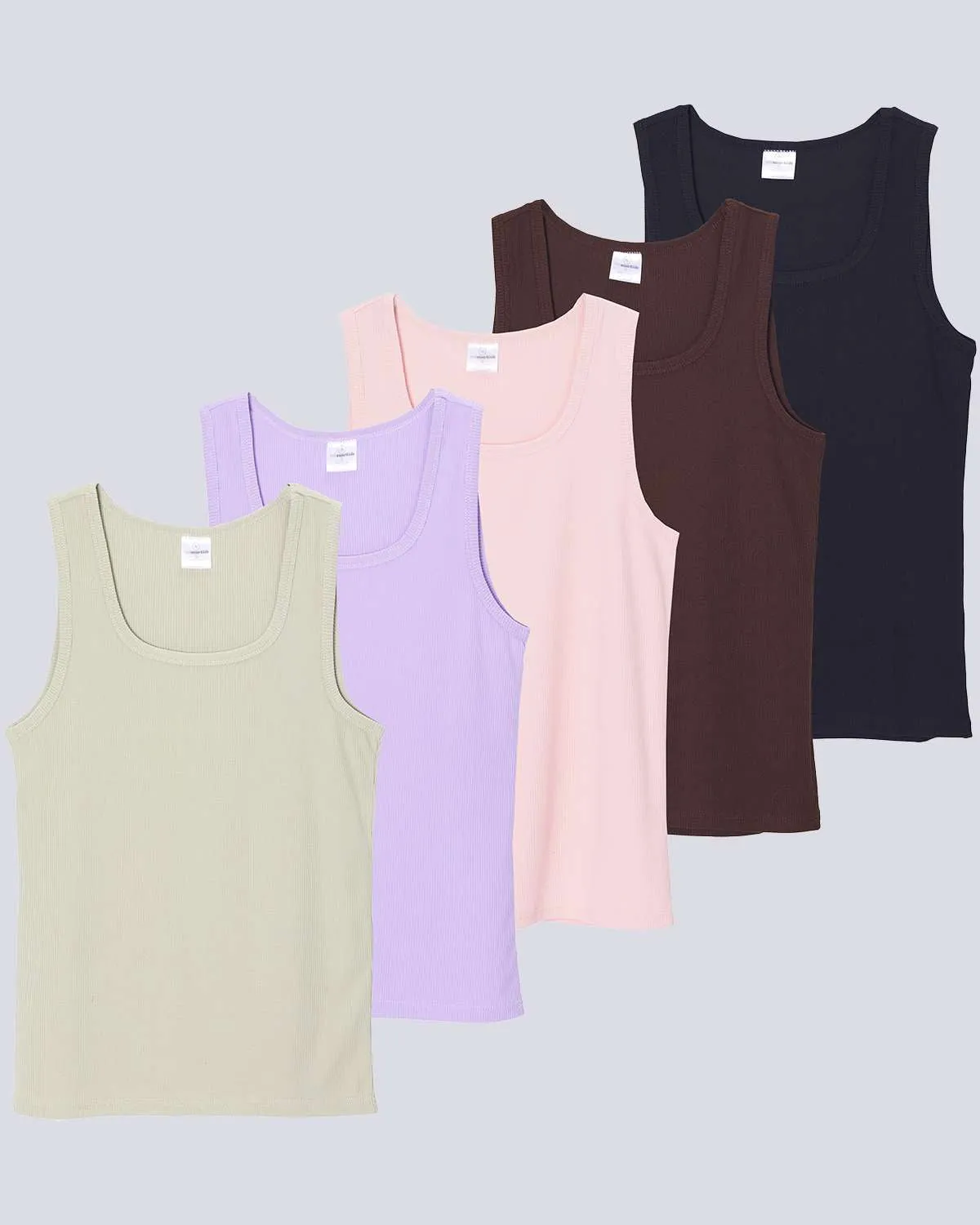 5 Pack: Women's Ribbed Sleeveless Tank Top