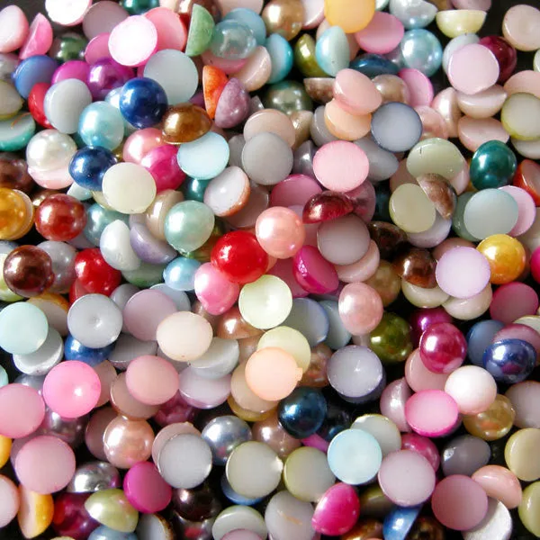 5mm Colorful Pearl Mix / Assorted Faux Pearl Cabochons Mix (Round / Half) (150pcs) PEMC5