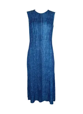 7240009 Two Pockets Denim Printed Pleated Dress *Last Piece