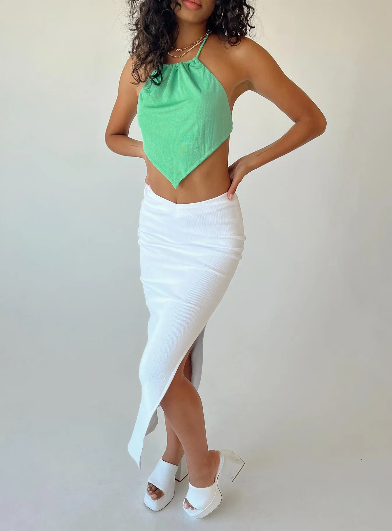 Abigail Midi Skirt White