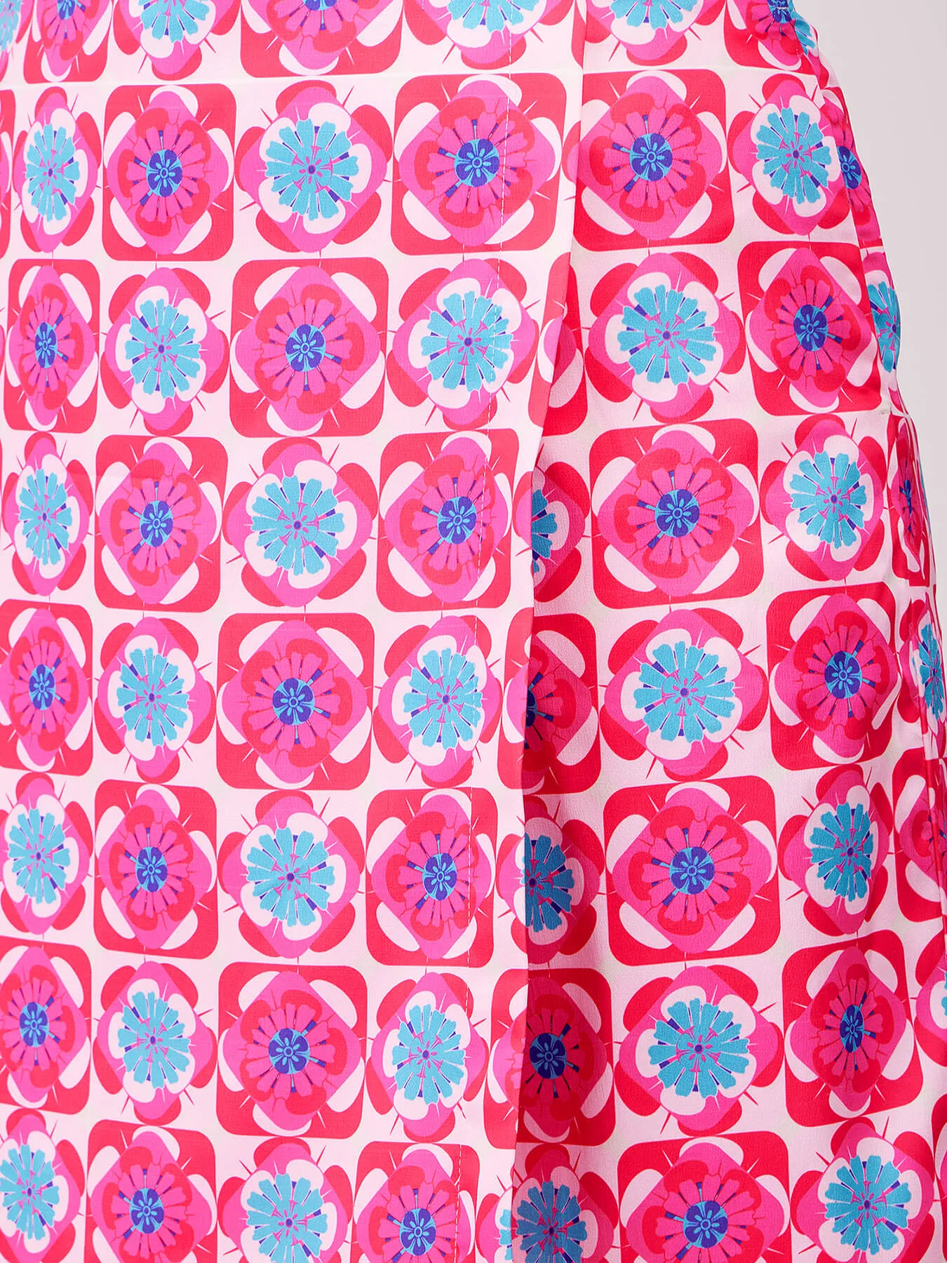 Abstract Print Satin Skort - Fuchsia