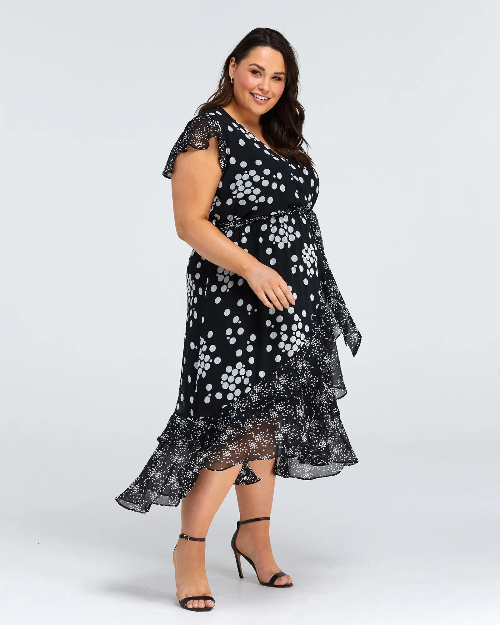 Adele Spot Dress | Black/Milk