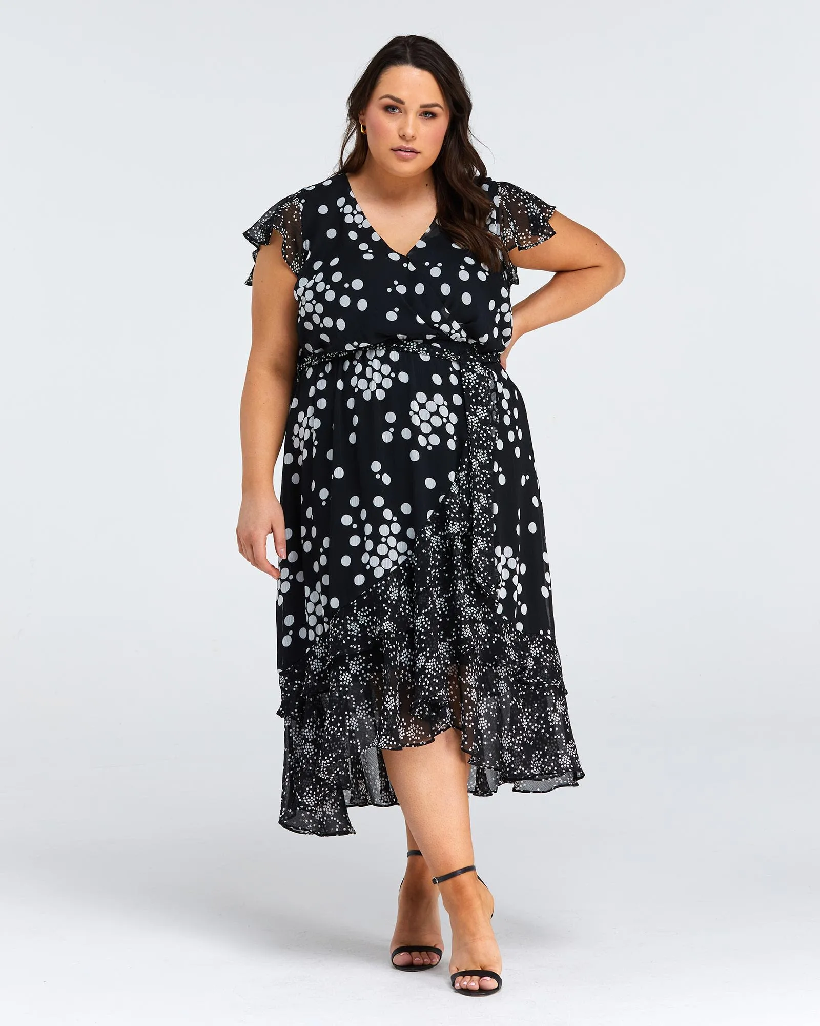 Adele Spot Dress | Black/Milk