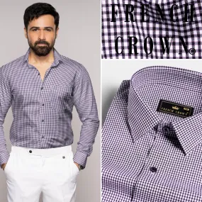 Affair Purple and Black Gingham Checkered Premium Cotton Shirt