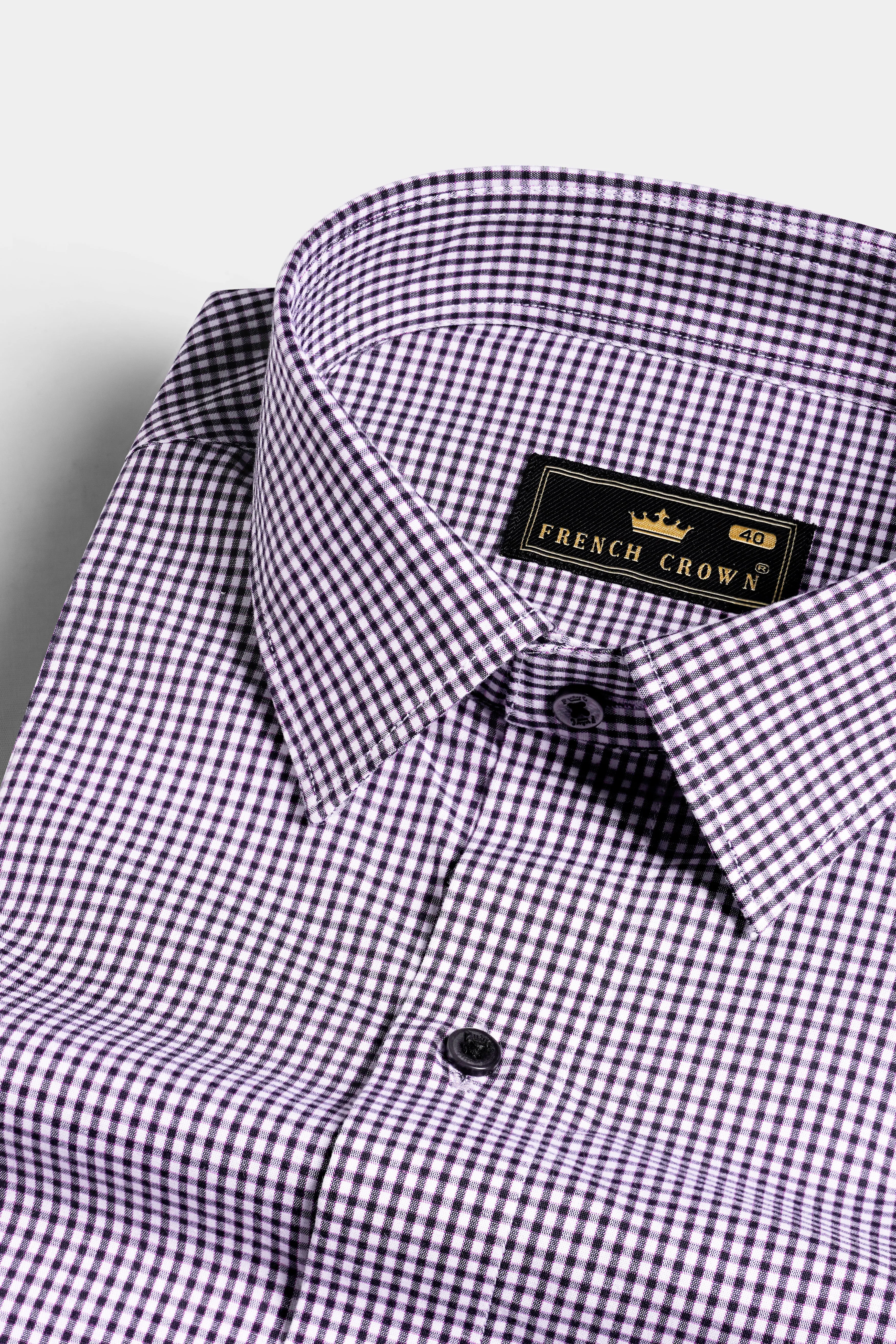 Affair Purple and Black Gingham Checkered Premium Cotton Shirt