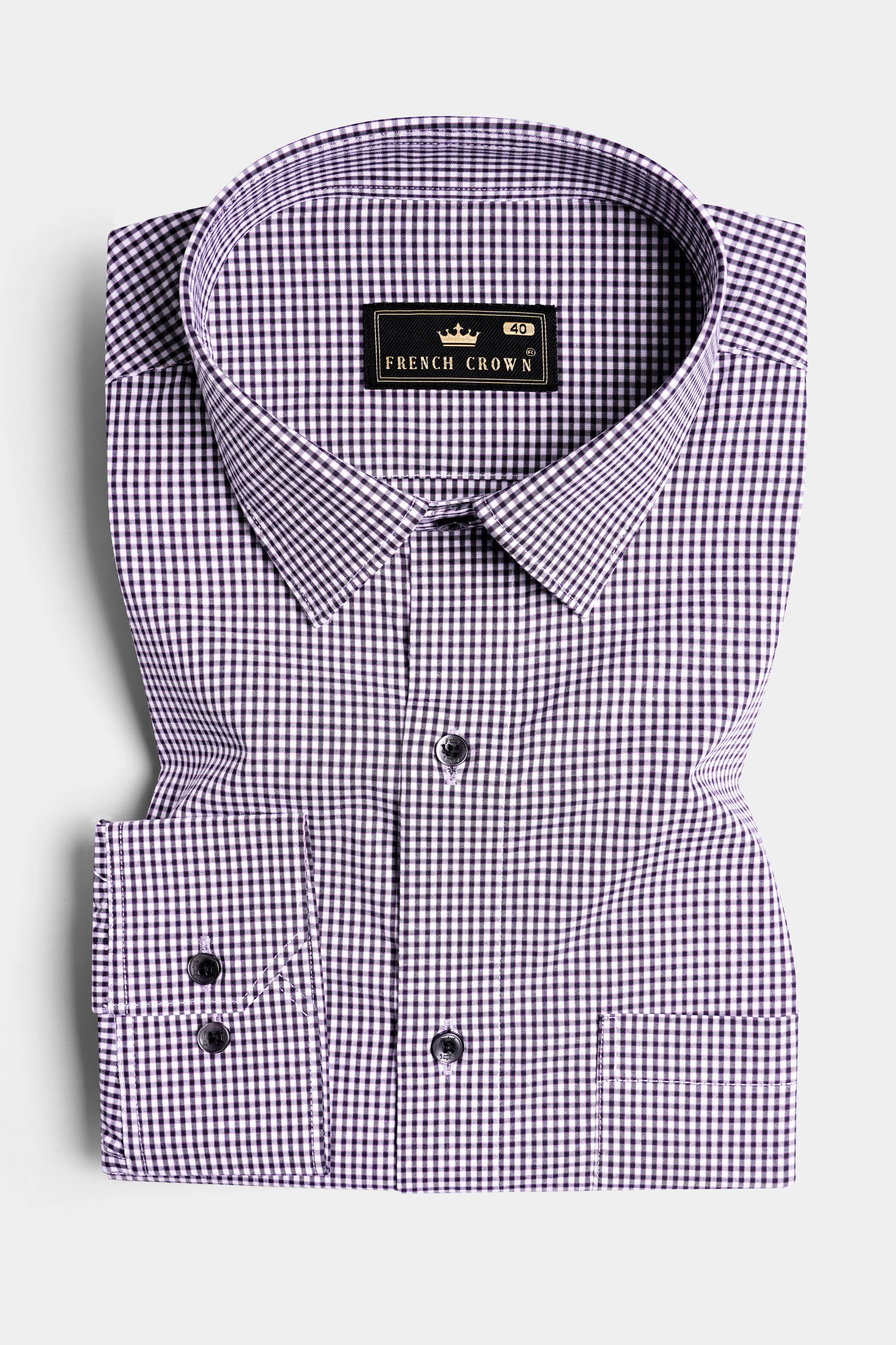 Affair Purple and Black Gingham Checkered Premium Cotton Shirt