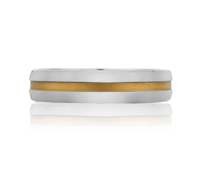 A.JAFFE CLASSICS CENTER STRIPED, SANDBLAST FINISHED, CLASSIC MEN'S RING