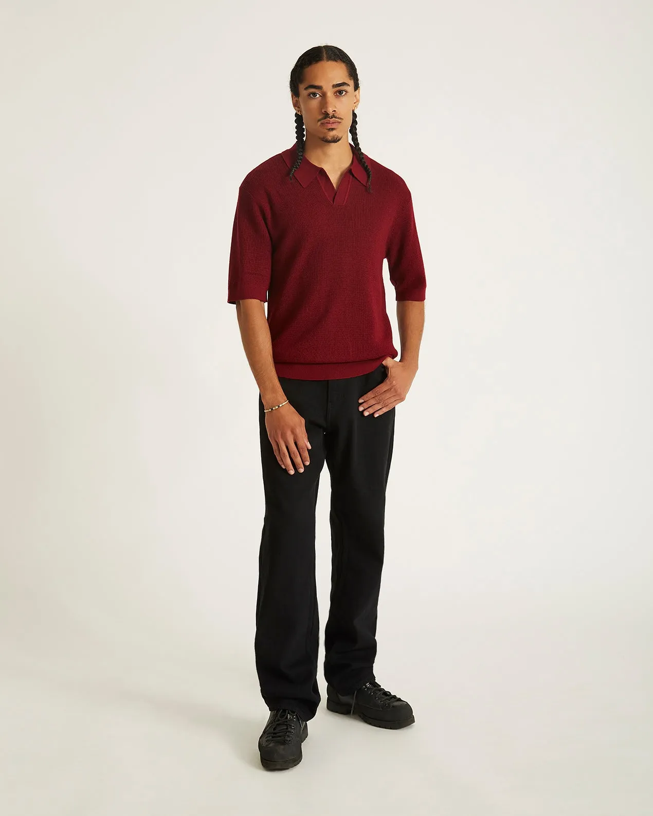 Alex Merino Wool Open Placket Polo