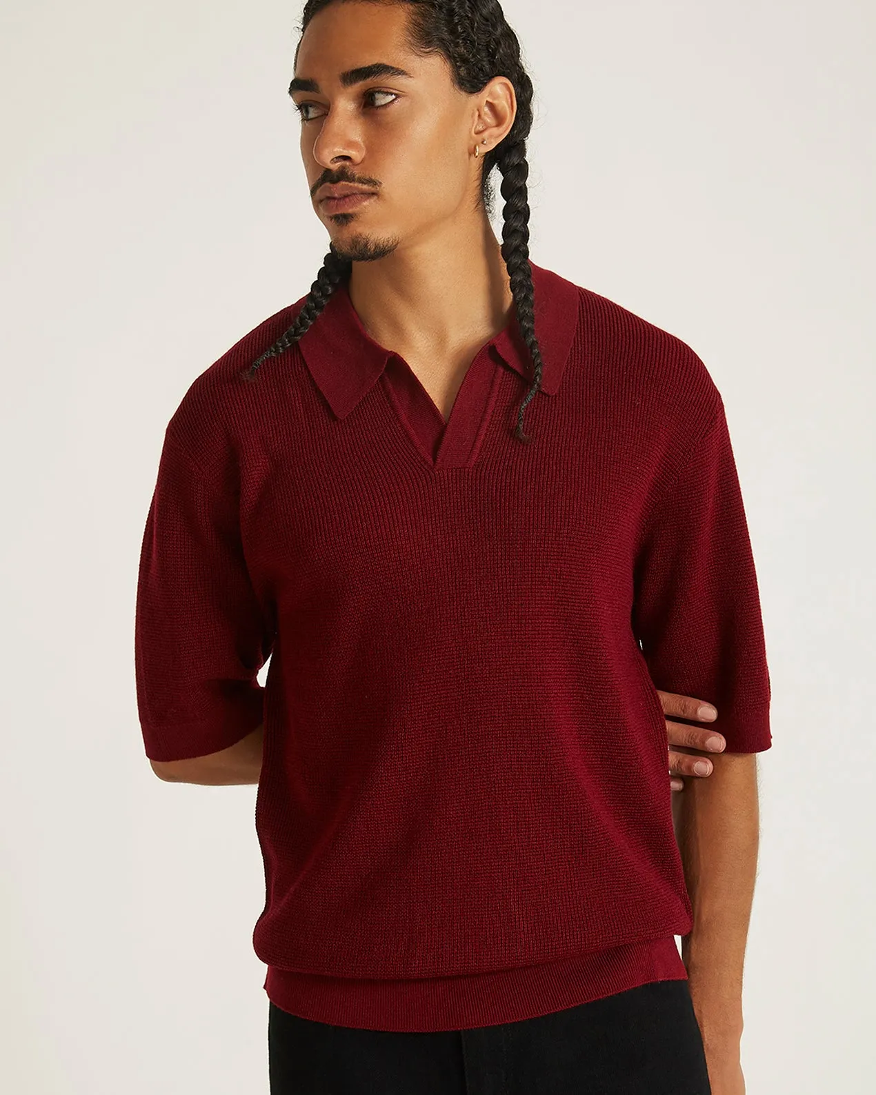 Alex Merino Wool Open Placket Polo