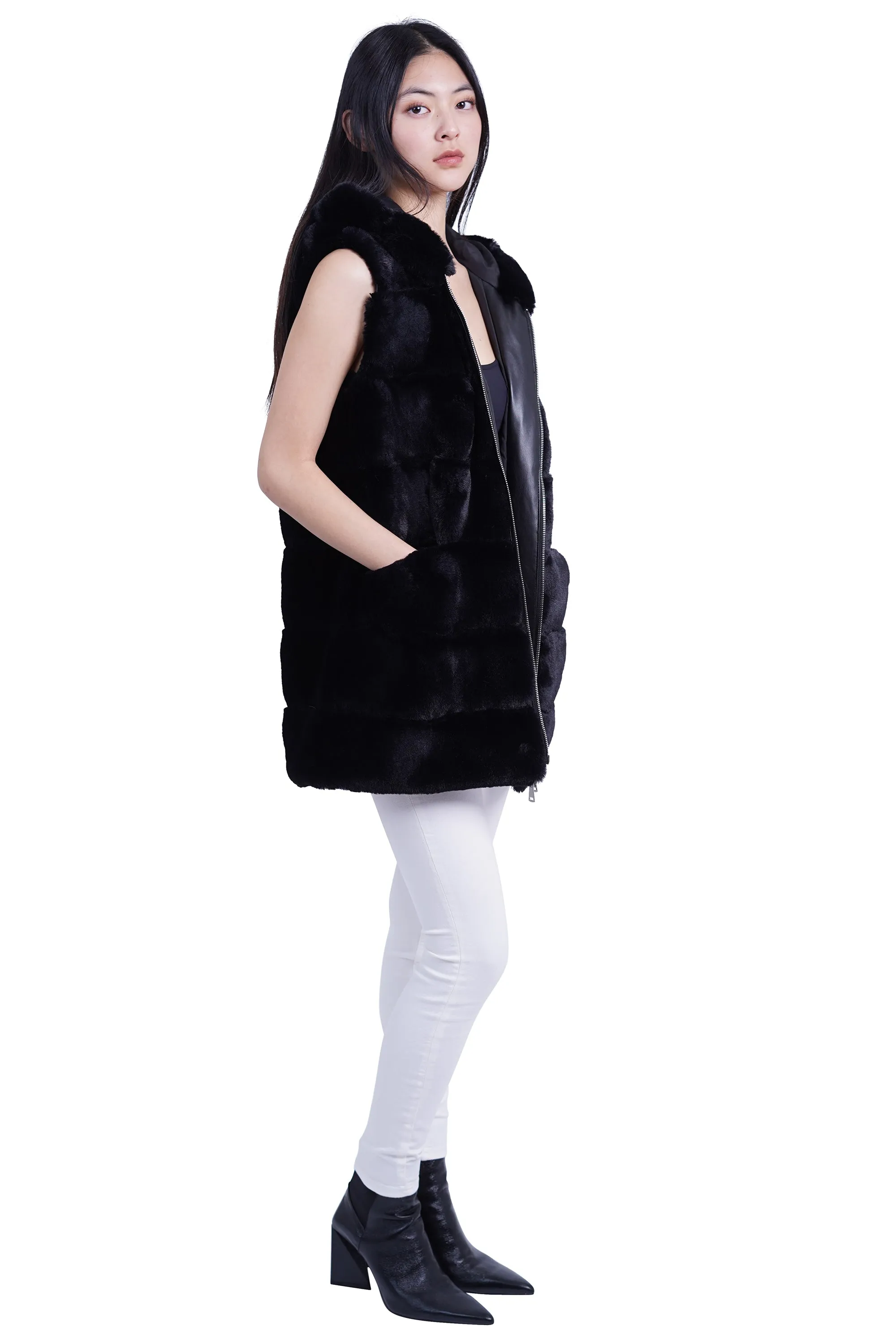 Alina Faux Fur Hooded Vest