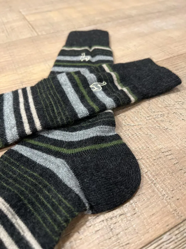 Alpaca Socks - Stripe - Moss