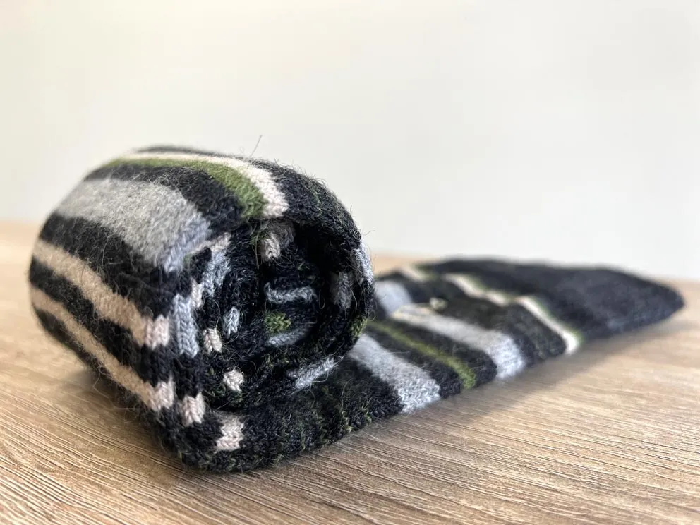 Alpaca Socks - Stripe - Moss