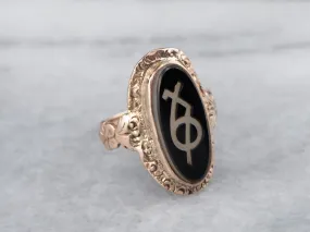 Antique Greek Sorority Onyx Ring