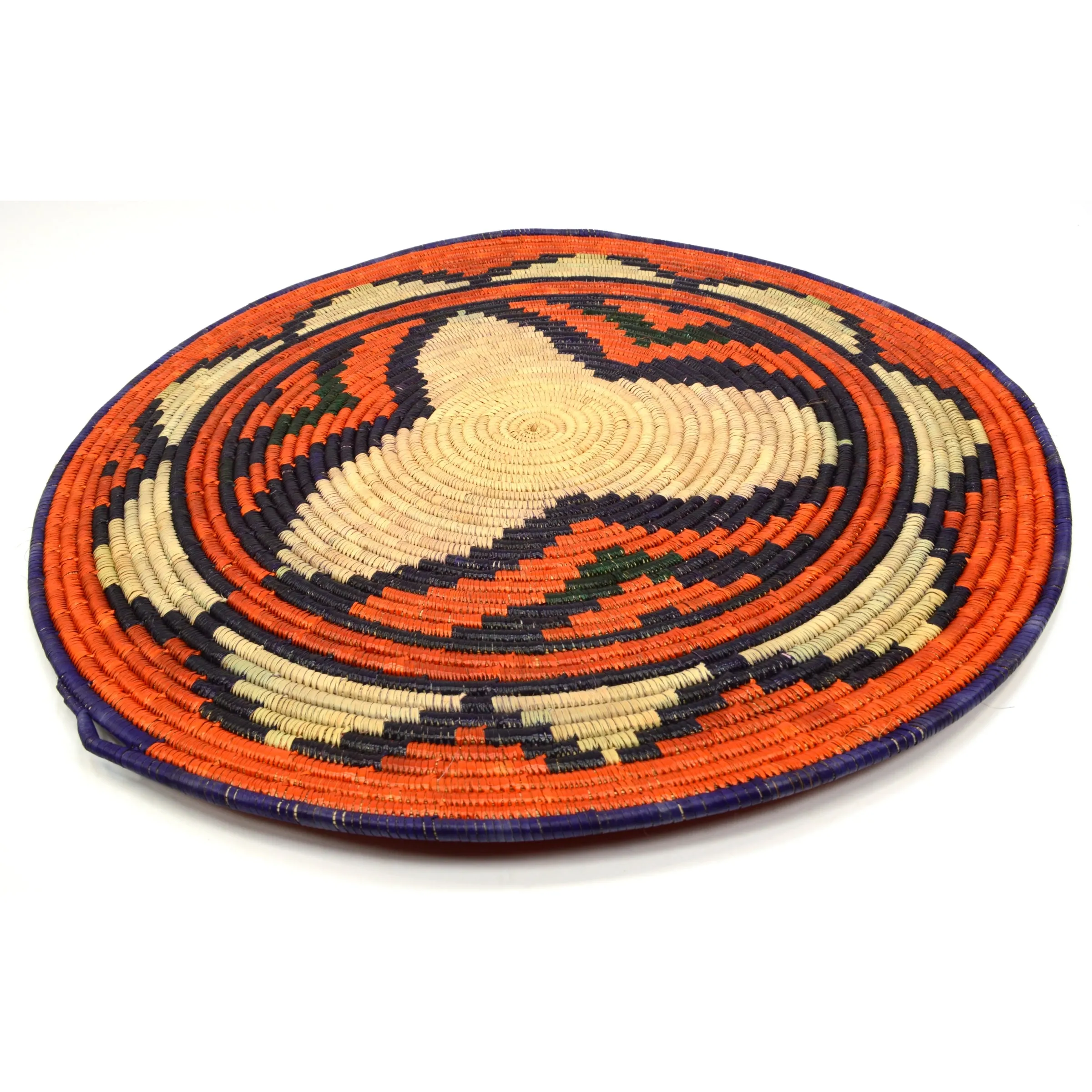 Antique INDIAN COILED FLAT BASKET/TRAY/PLAQUE Colorful Pattern HOPI or APACHE?