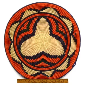 Antique INDIAN COILED FLAT BASKET/TRAY/PLAQUE Colorful Pattern HOPI or APACHE?