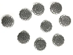 Antique Silver Circular Plastic Beads (15x15 mm)