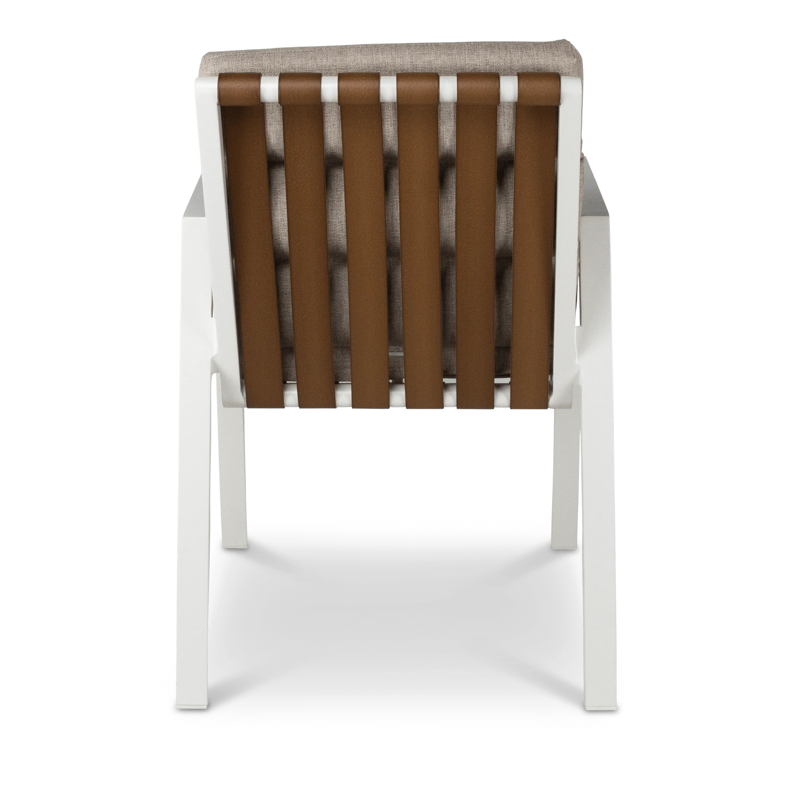 Aruba Dining Chair with Synthetic Leather Inset, Stone Olefin Cushions and Aluminium Frame