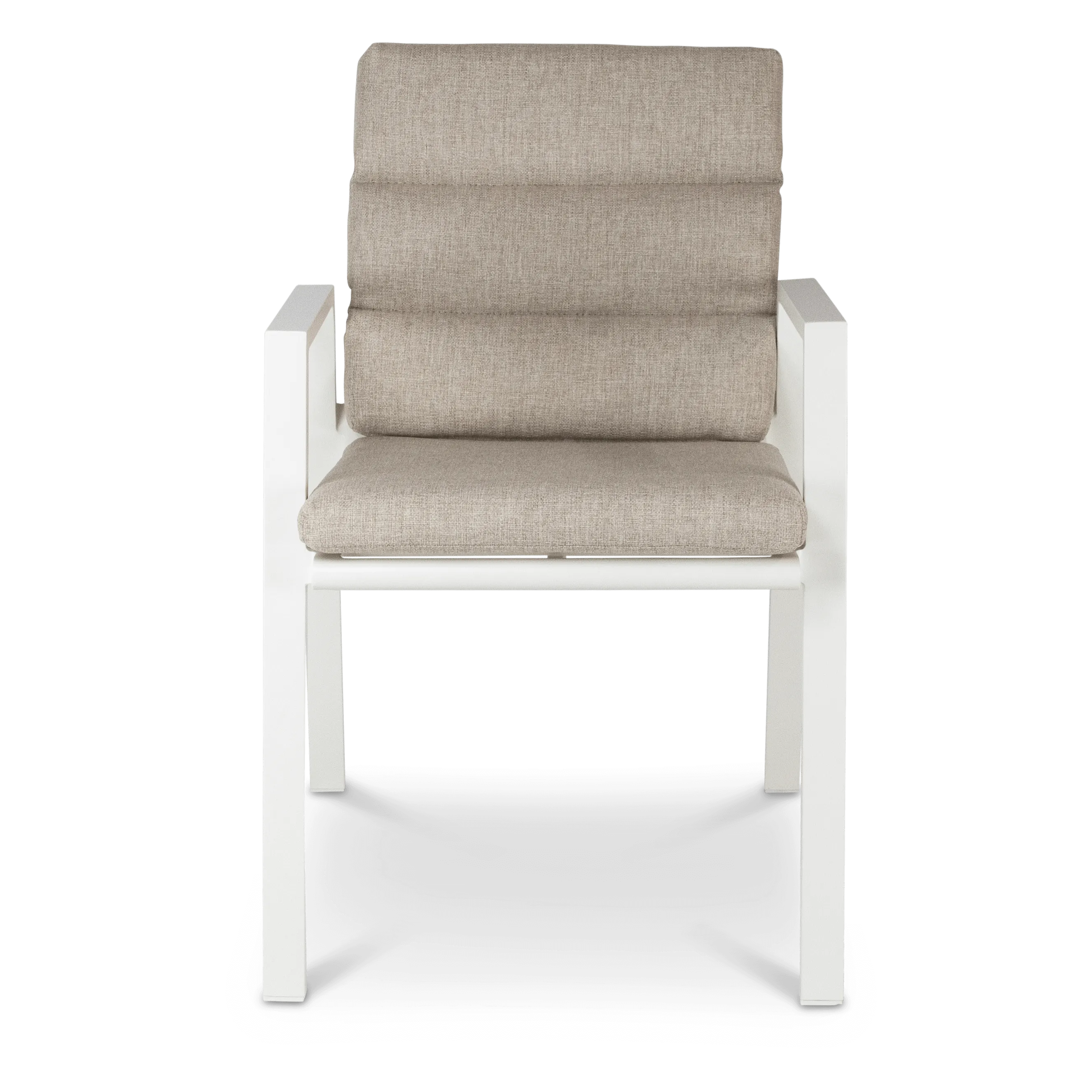 Aruba Dining Chair with Synthetic Leather Inset, Stone Olefin Cushions and Aluminium Frame