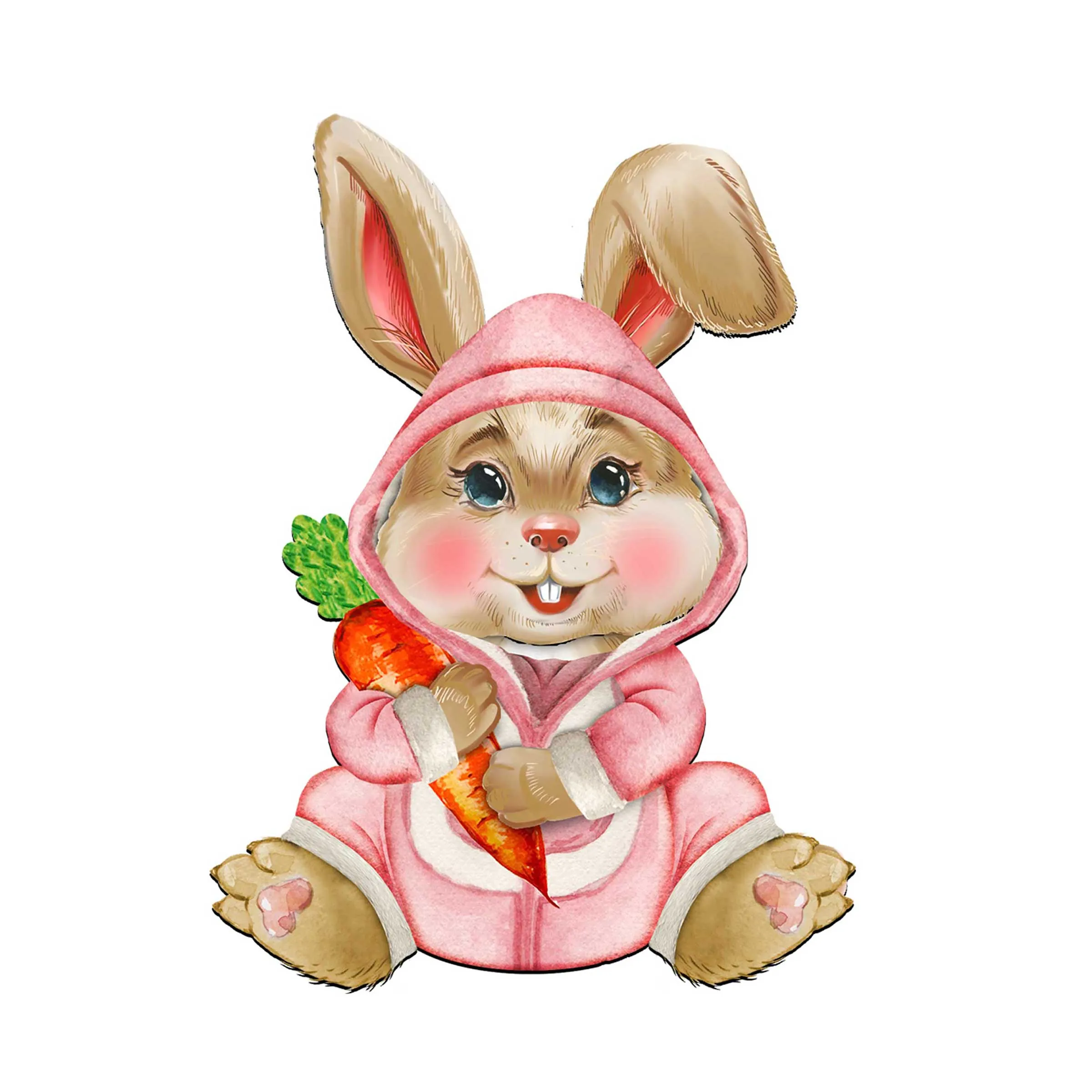 Baby Girl Carrot Bunny Wooden Door Hanger by G. DeBrekht - Easter Spring Decor - 815432-3H