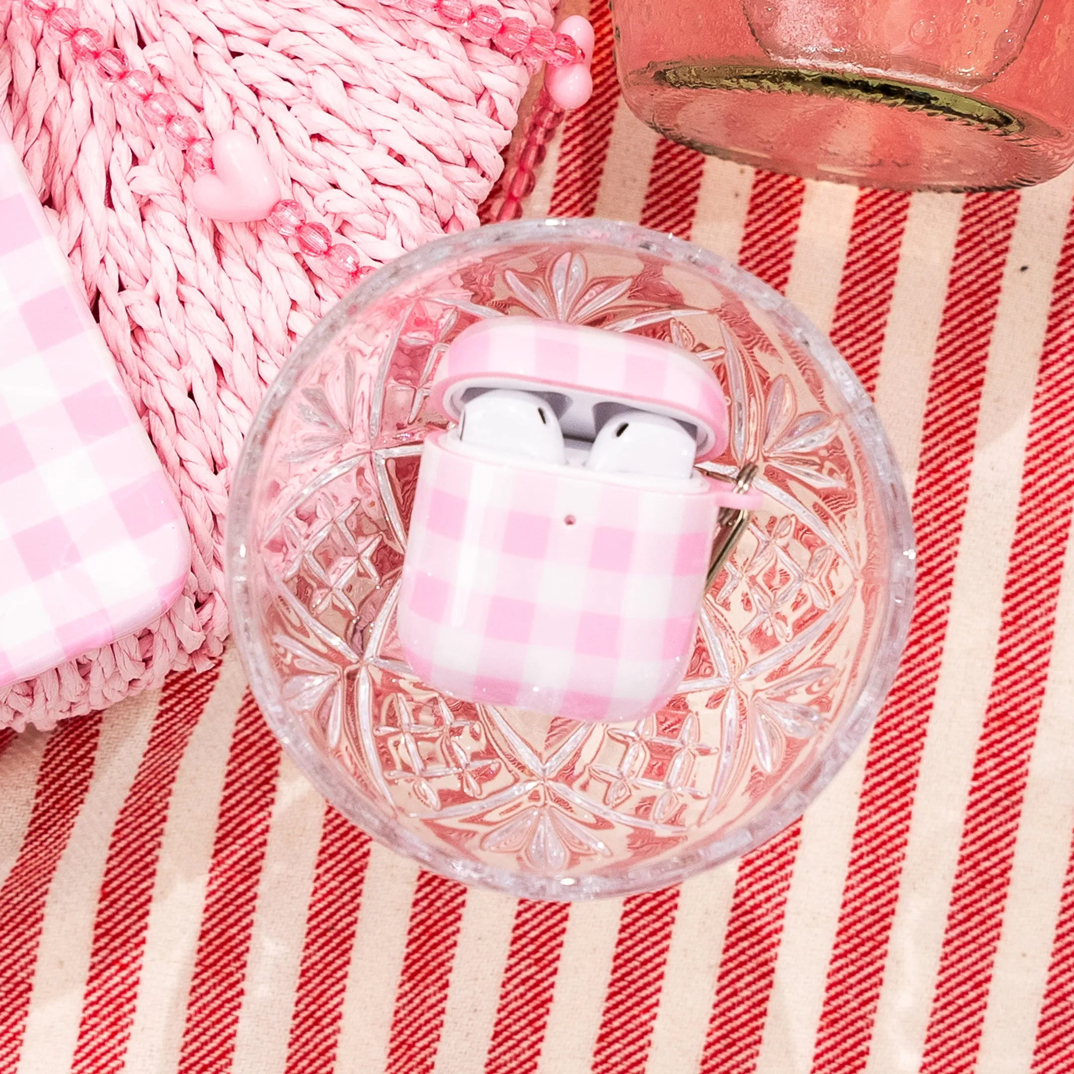 Baby Pink Gingham AirPod Case