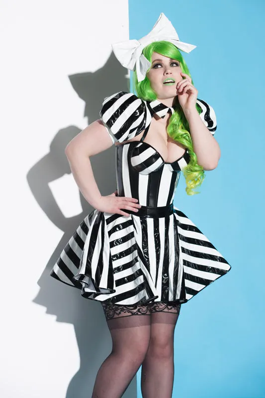 Beetlejuice Gothic Lolita striped PVC Shrug