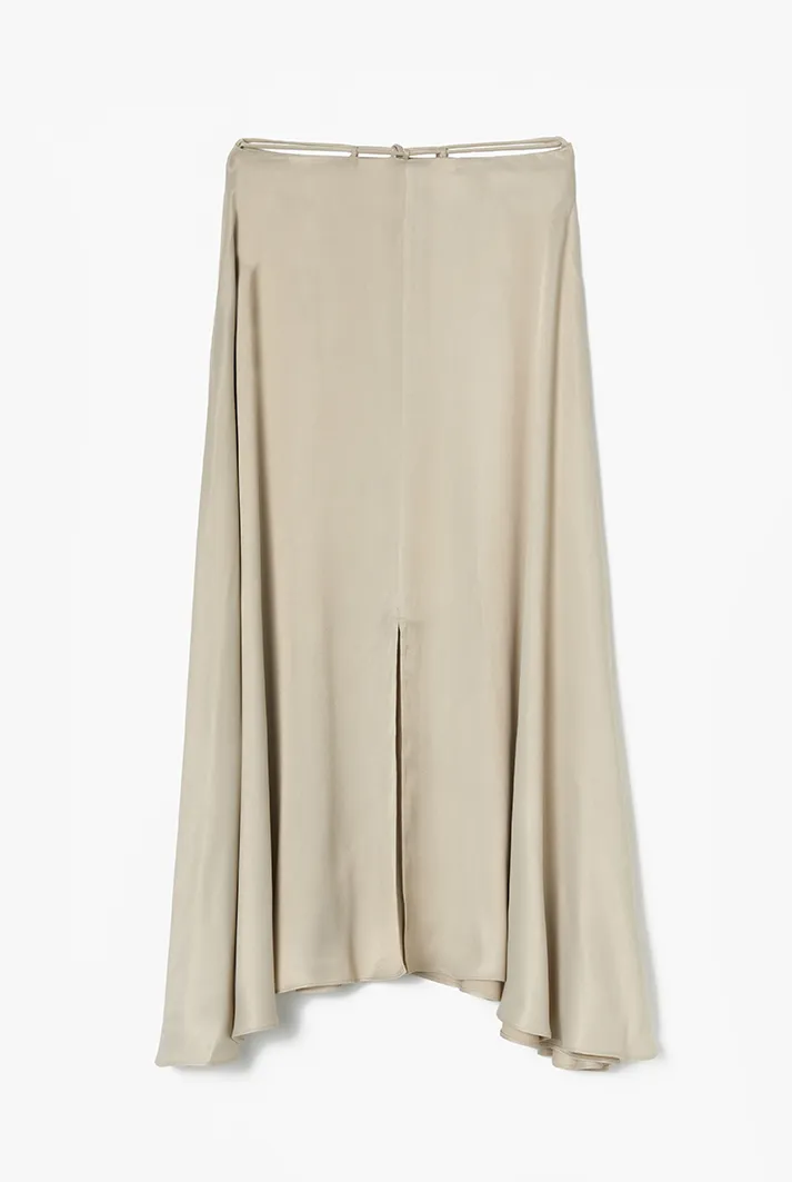 Bias-Cut Satin Midi Skirt